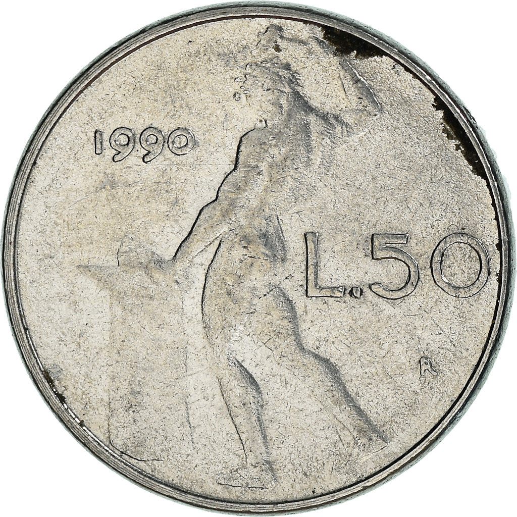 Munten, Italië, 50 Lire, 1990, Rome, FR+, Stainless Steel, KM:95.2