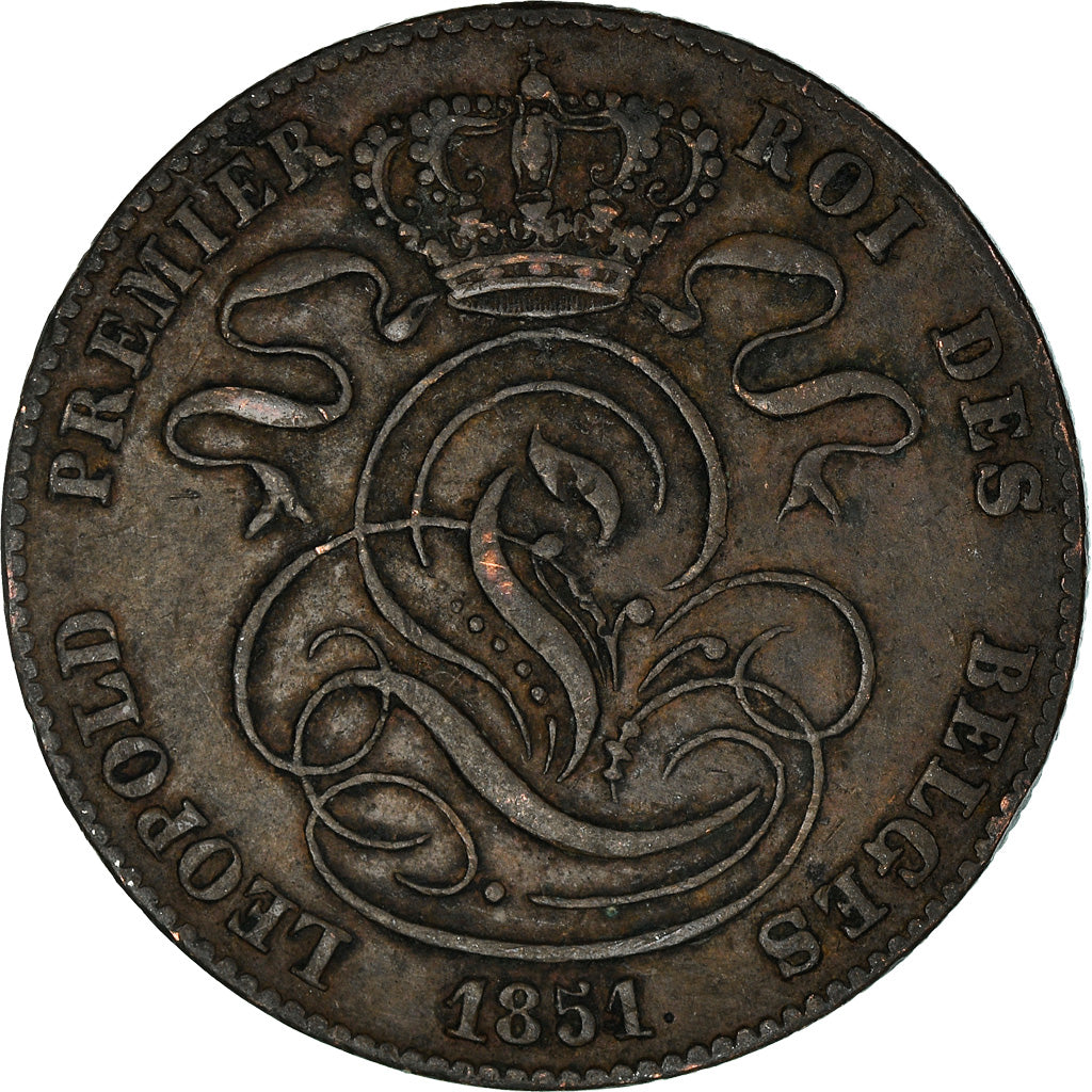 Coin, Belgium, Leopold I, 5 Centimes, 1851, VF(30-35), Copper, KM:5.1