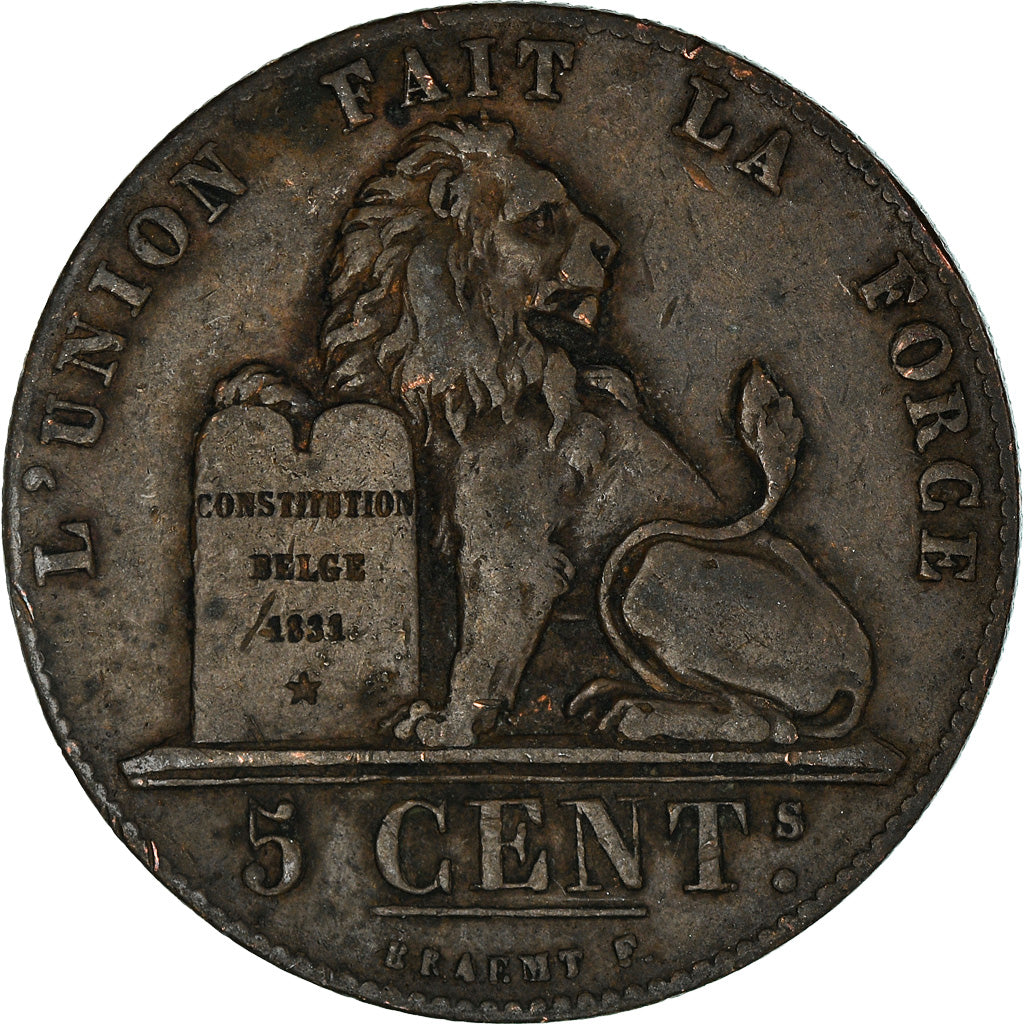 Coin, Belgium, Leopold I, 5 Centimes, 1851, VF(30-35), Copper, KM:5.1