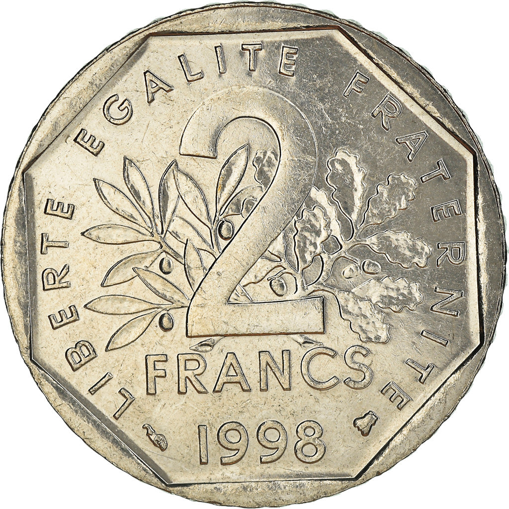 Münze, Frankreich, Semeuse, 2 Francs, 1998, Paris, VZ, Nickel, KM:942.2