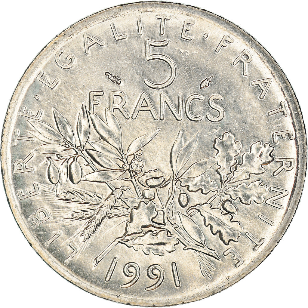 Coin, France, Semeuse, 5 Francs, 1991, Paris, AU(55-58), Nickel Clad