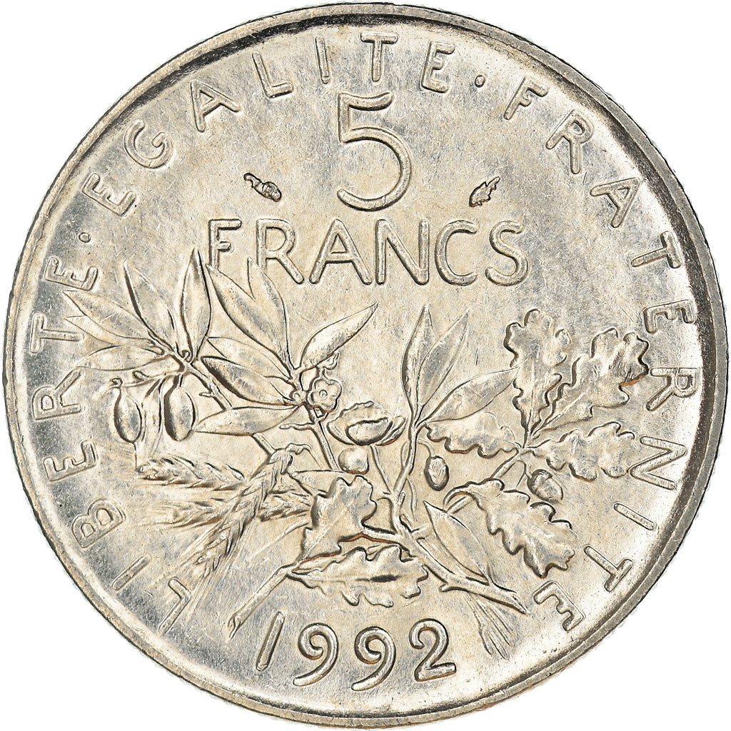 Coin, France, Semeuse, 5 Francs, 1992, Paris, AU(55-58), Nickel Clad