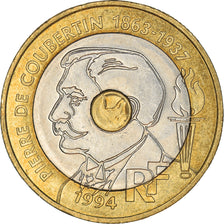 Coin, France, Pierre de Coubertin, 20 Francs, 1994, Paris, EF(40-45)