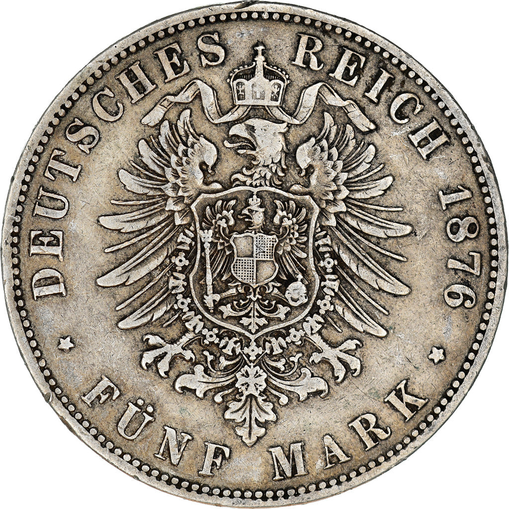 Coin, German States, PRUSSIA, Wilhelm I, 5 Mark, 1876, Berlin, VF(30-35)