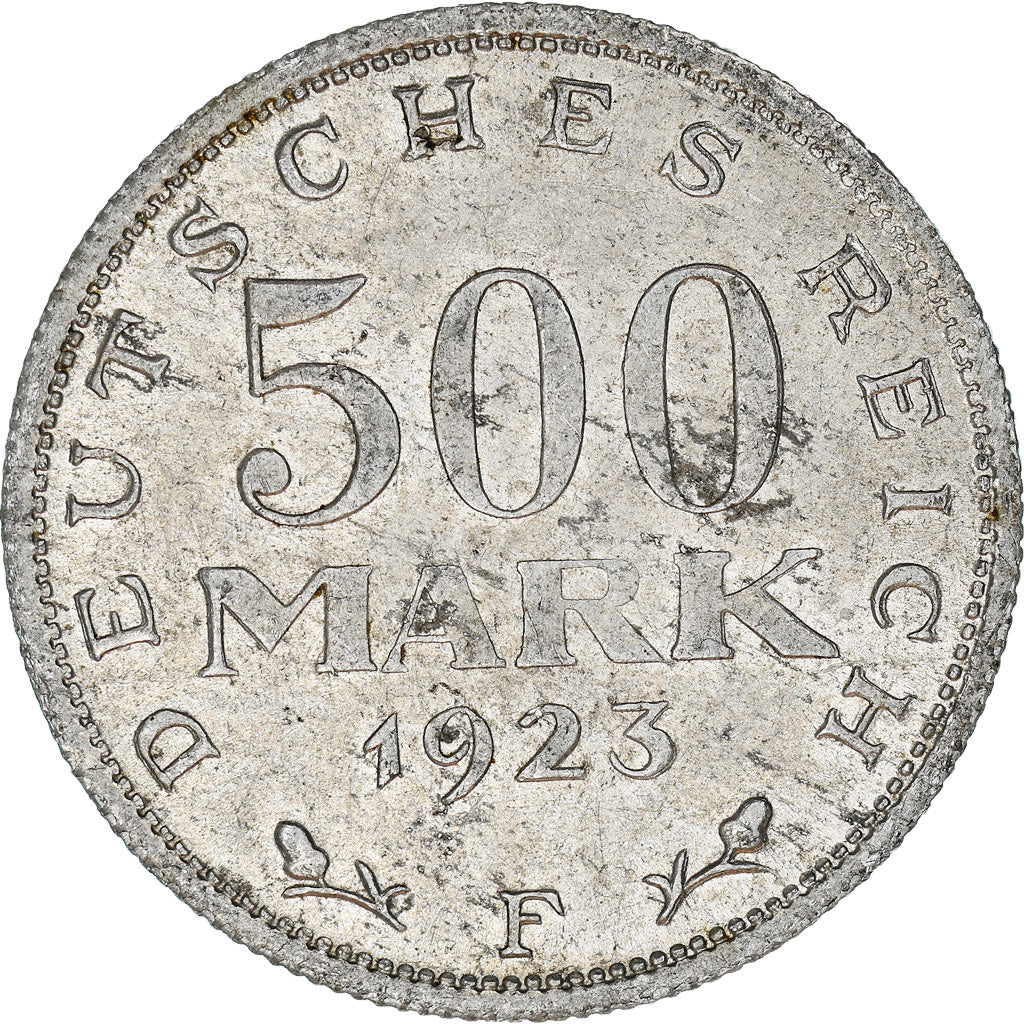 Coin, GERMANY, WEIMAR REPUBLIC, 500 Mark, 1923, Stuttgart, EF(40-45), Aluminum