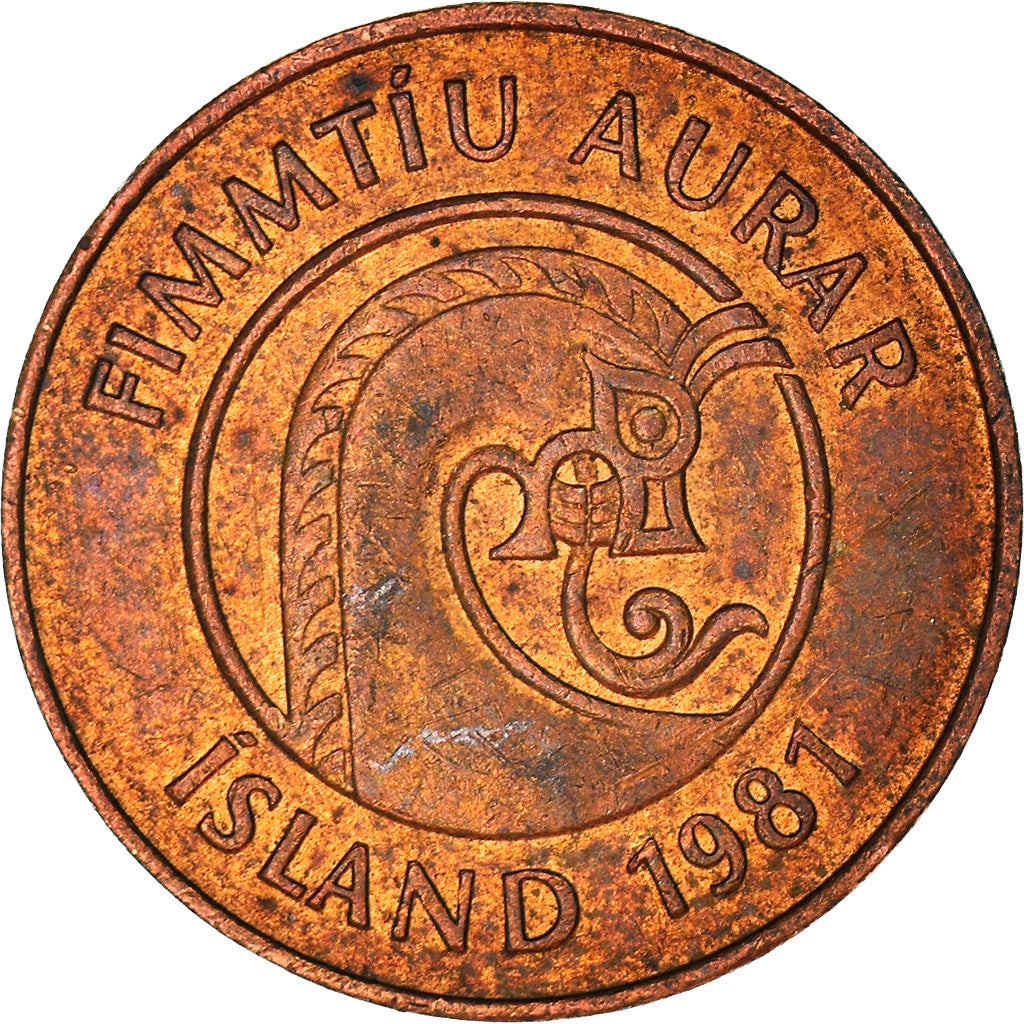 Coin, Iceland, 50 Aurar, 1981, EF(40-45), Bronze, KM:26