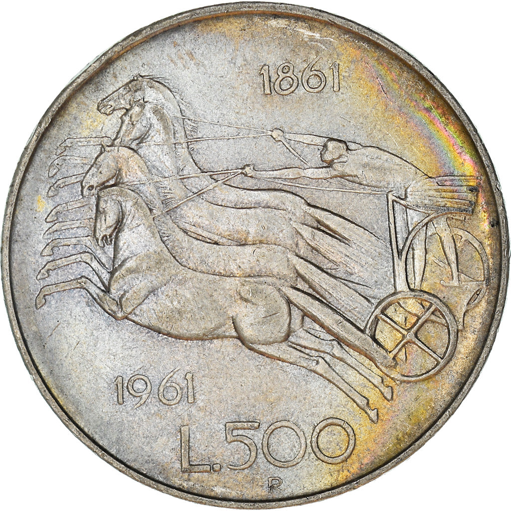 Coin, Italy, 500 Lire, 1961, Rome, EF(40-45), Silver, KM:99
