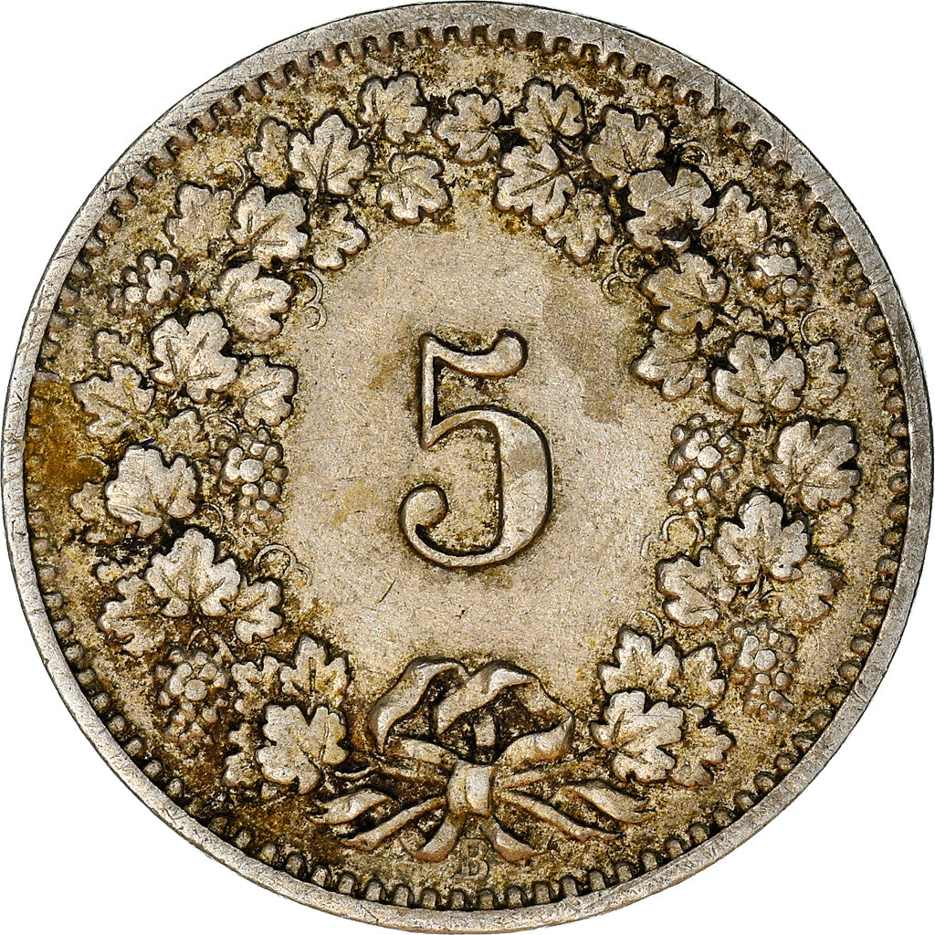 Moneta, Svizzera, 5 Rappen, 1882, Bern, MB+, Rame-nichel, KM:26