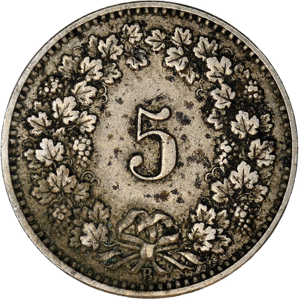 Moneda, Suiza, 5 Rappen, 1895, Bern, BC+, Cobre - níquel, KM:26