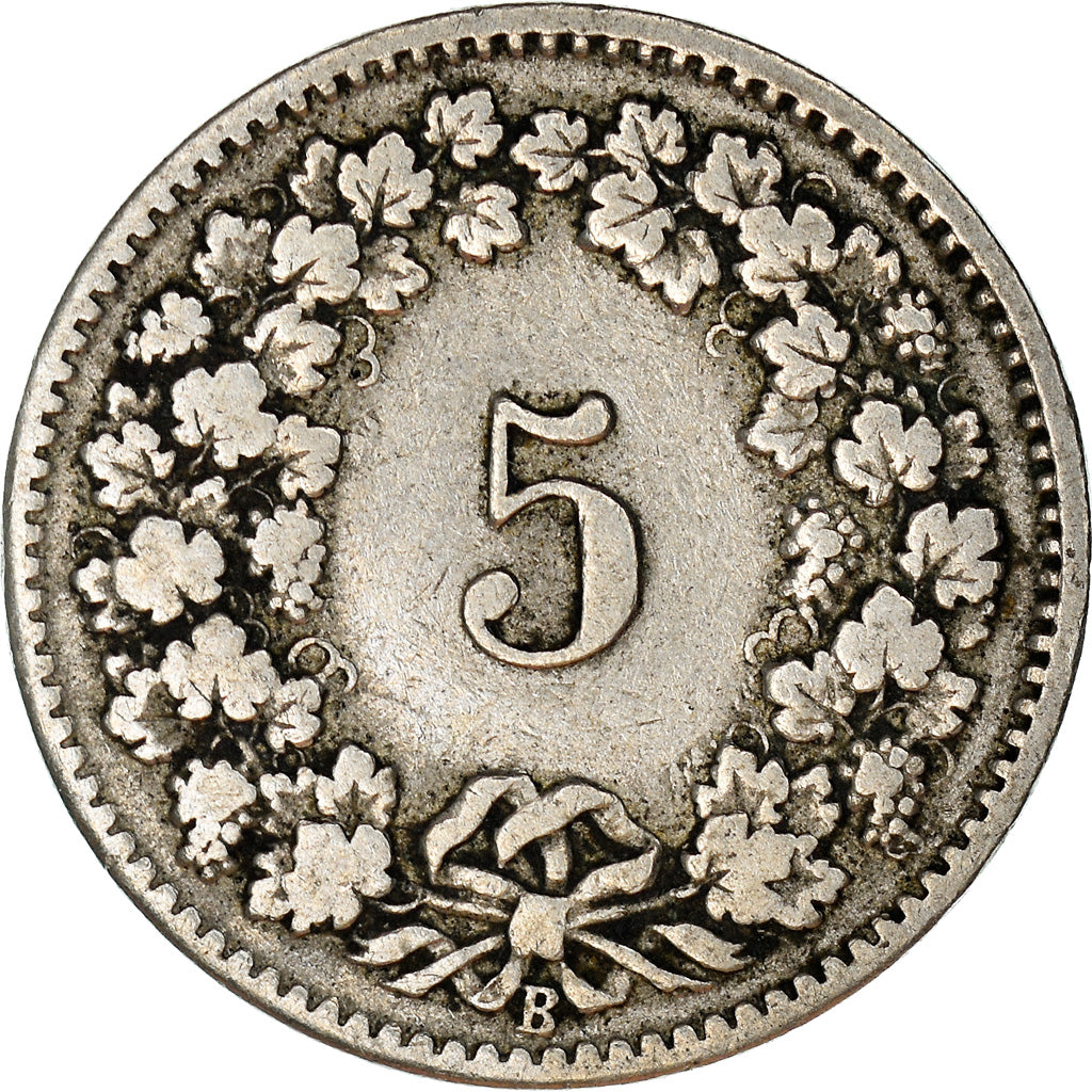Moneda, Suiza, 5 Rappen, 1906, Bern, BC+, Cobre - níquel, KM:26