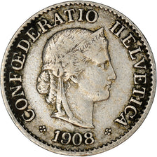 Coin, Switzerland, 5 Rappen, 1908, Bern, VF(30-35), Copper-nickel, KM:26