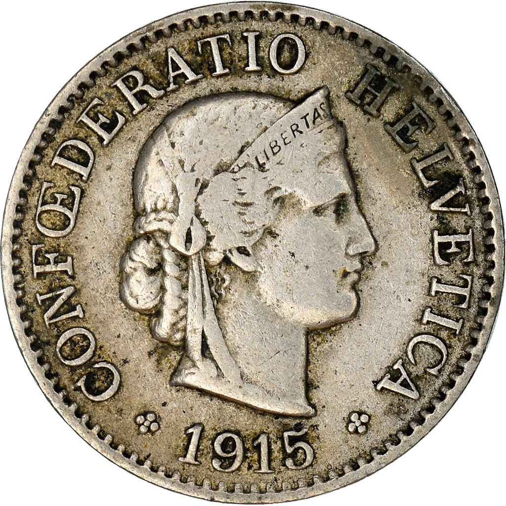 Münze, Schweiz, 5 Rappen, 1915, Bern, S, Kupfer-Nickel, KM:26