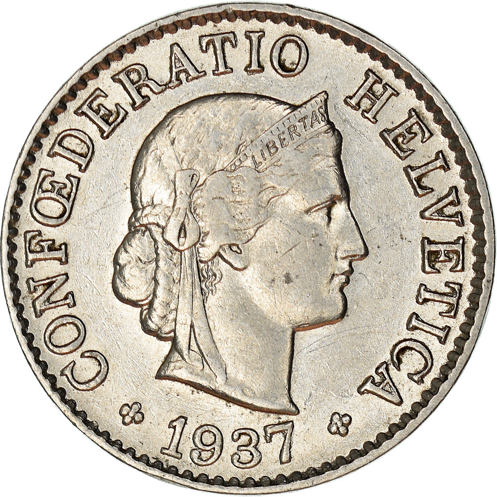 Moeda, Suíça, 5 Rappen, 1937, Bern, AU(50-53), Níquel, KM:26b