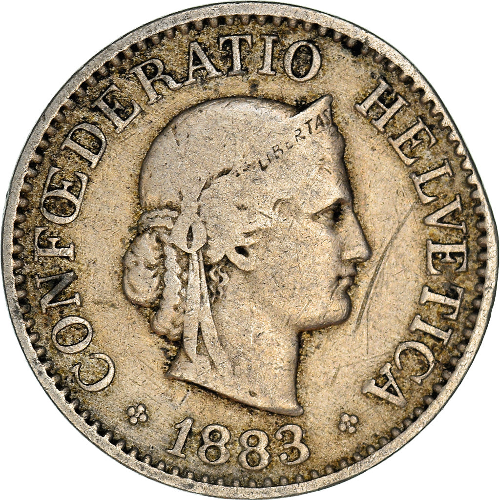 Moneda, Suiza, 10 Rappen, 1883, Bern, BC+, Cobre - níquel, KM:27