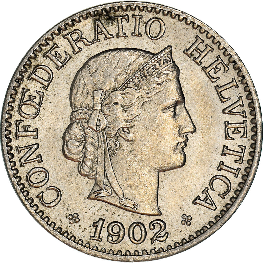 Coin, Switzerland, 10 Rappen, 1902, Bern, AU(55-58), Copper-nickel, KM:27