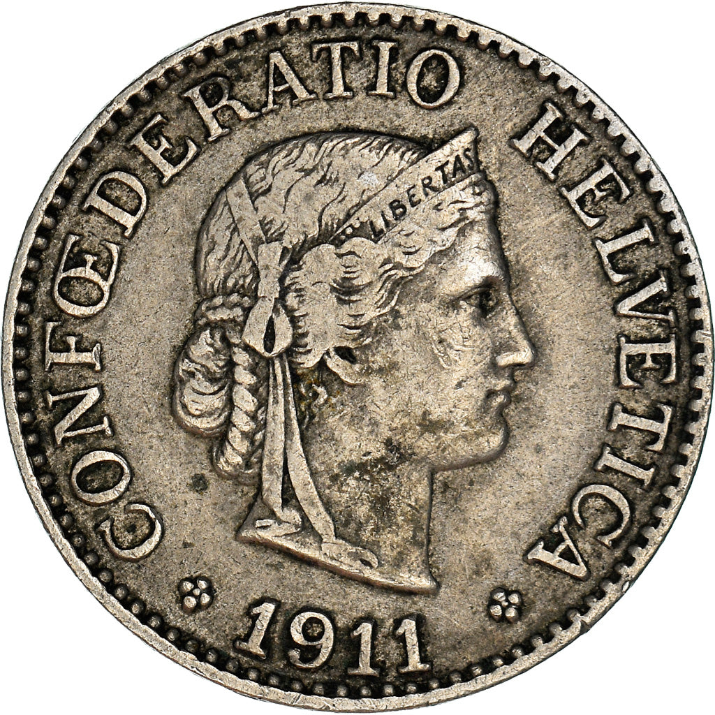 Moneta, Svizzera, 10 Rappen, 1911, Bern, MB+, Rame-nichel, KM:27