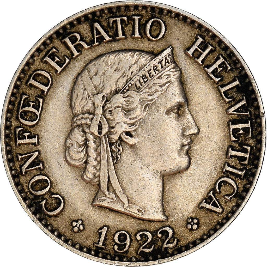 Moeda, Suíça, 10 Rappen, 1922, Bern, EF(40-45), Cobre-níquel, KM:27