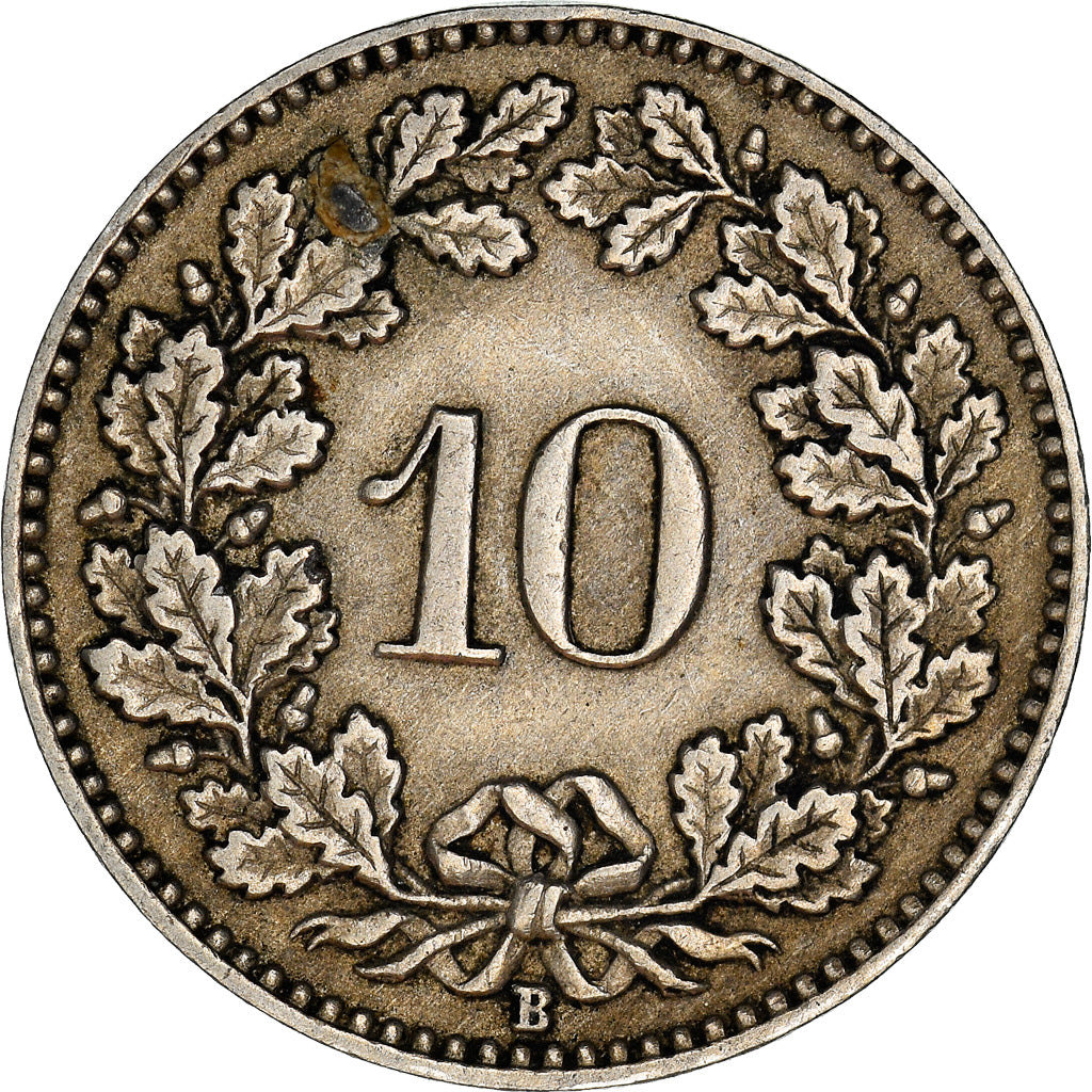 Moeda, Suíça, 10 Rappen, 1922, Bern, EF(40-45), Cobre-níquel, KM:27