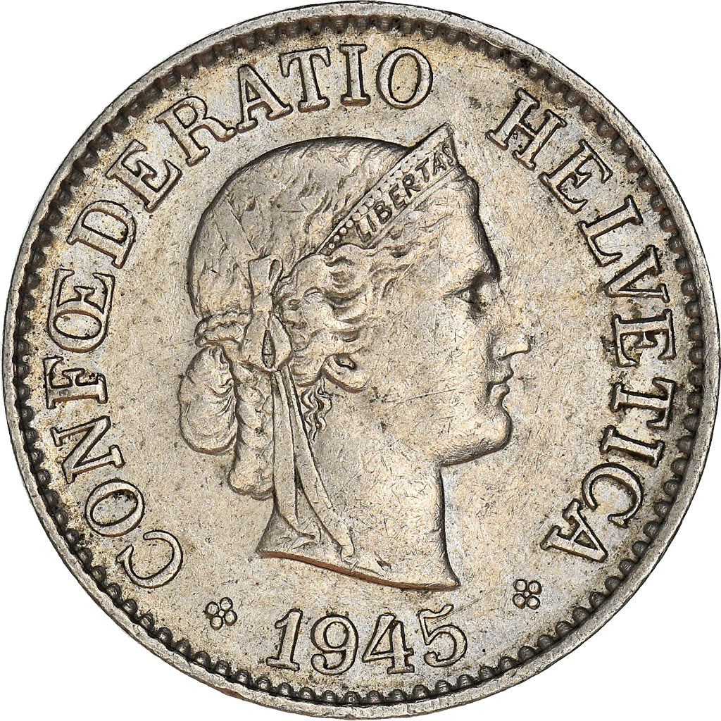 Moneda, Suiza, 10 Rappen, 1945, Bern, MBC, Cobre - níquel, KM:27