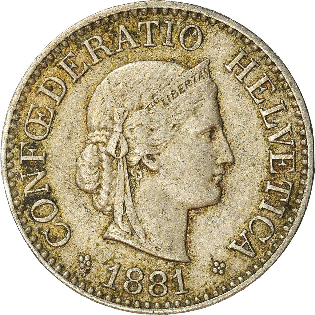 Moeda, Suíça, 10 Rappen, 1881, Bern, VF(30-35), Cobre-níquel, KM:27