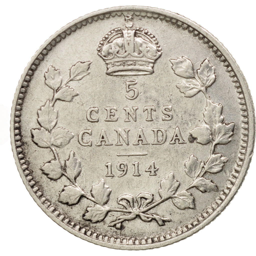 Canada, George V, 5 Cents, 1914, Royal Canadian Mint, Ottawa, EF(40-45), KM:22