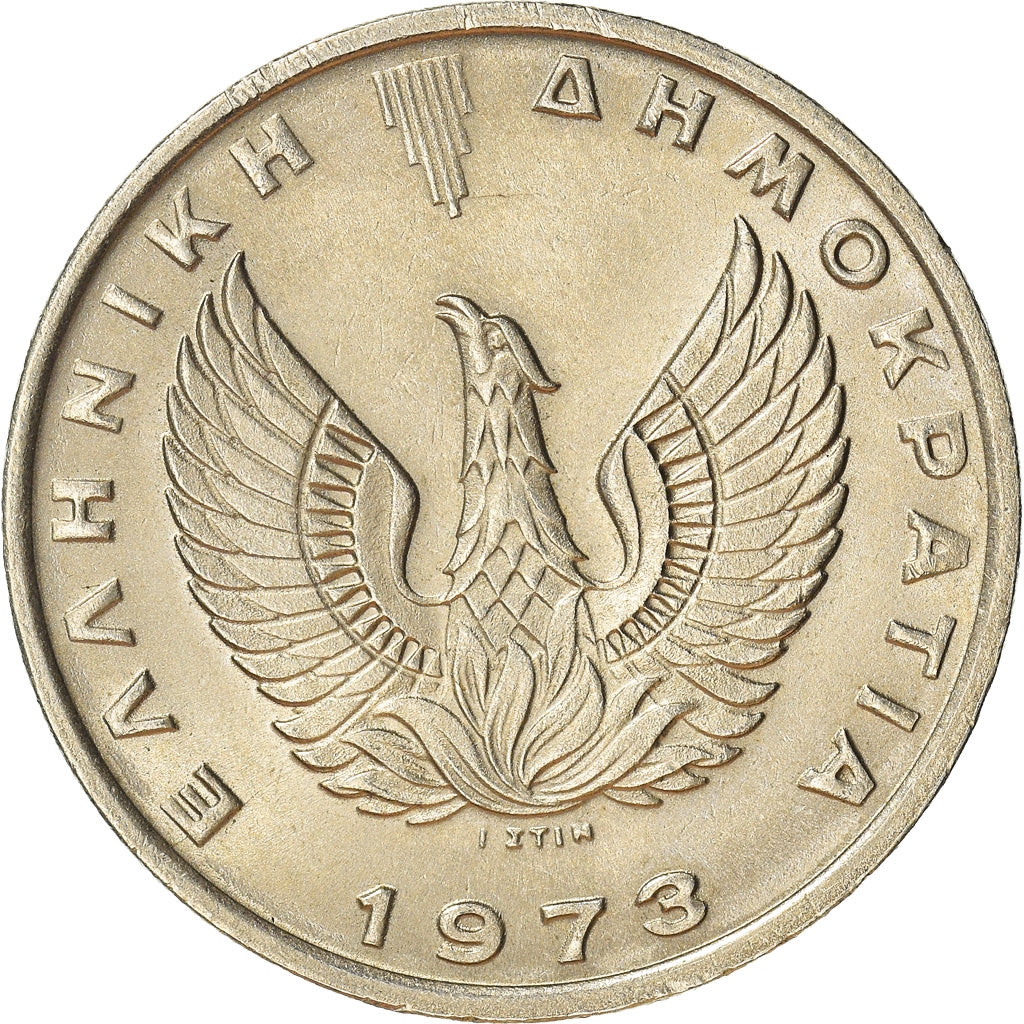 Coin, Greece, 10 Drachmai, 1973, AU(55-58), Copper-nickel, KM:110
