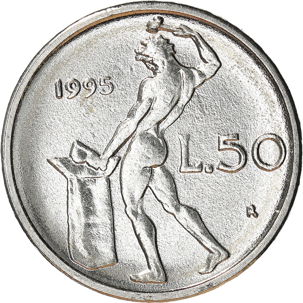 Moneta, Italia, 50 Lire, 1995, Rome, BB, Acciaio inossidabile, KM:95.2