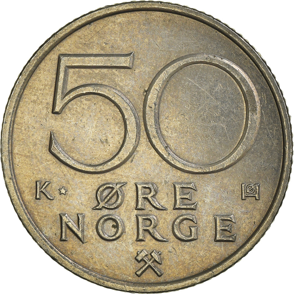 Coin, Norway, Olav V, 50 Öre, 1994, EF(40-45), Copper-nickel, KM:418