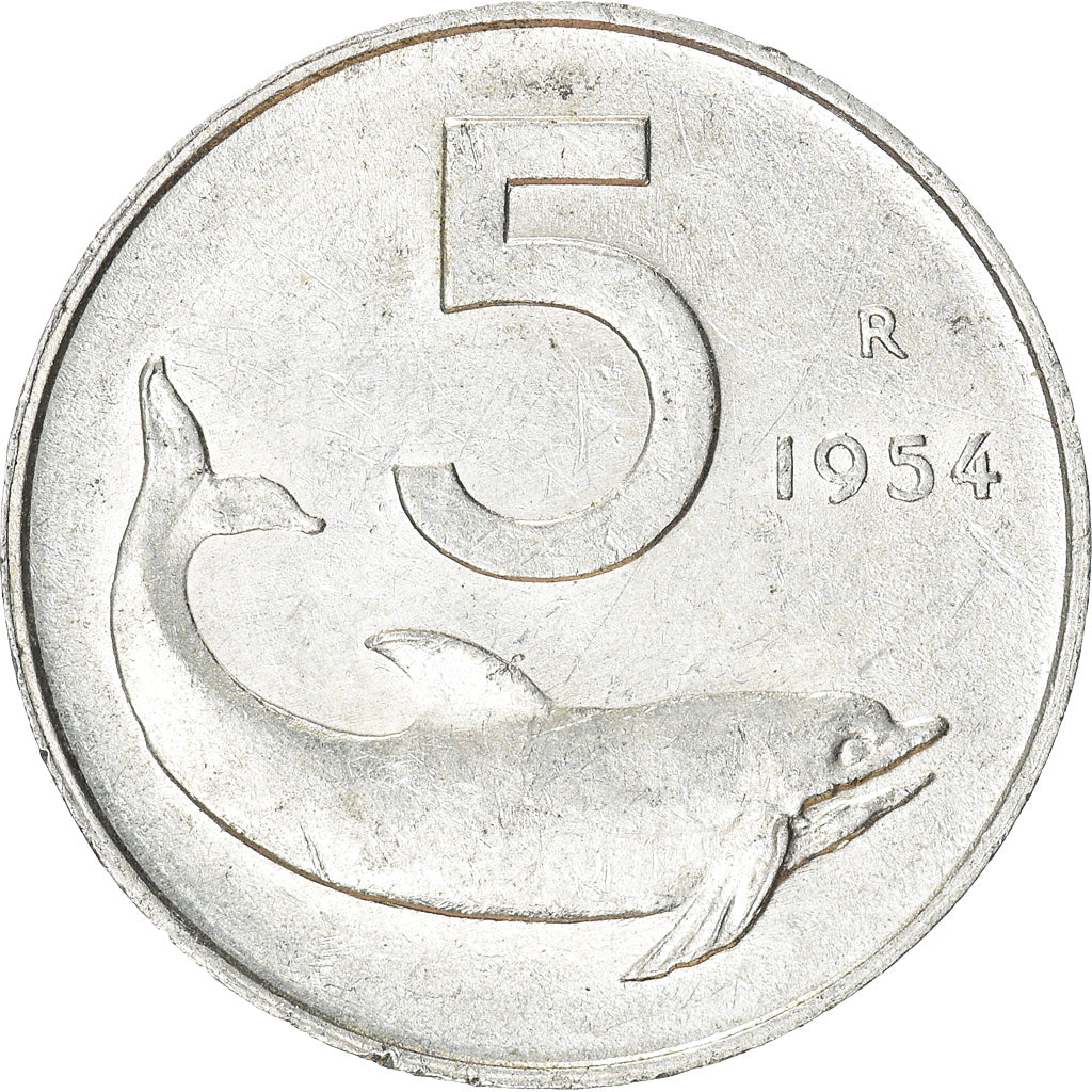 Munten, Italië, 5 Lire, 1954