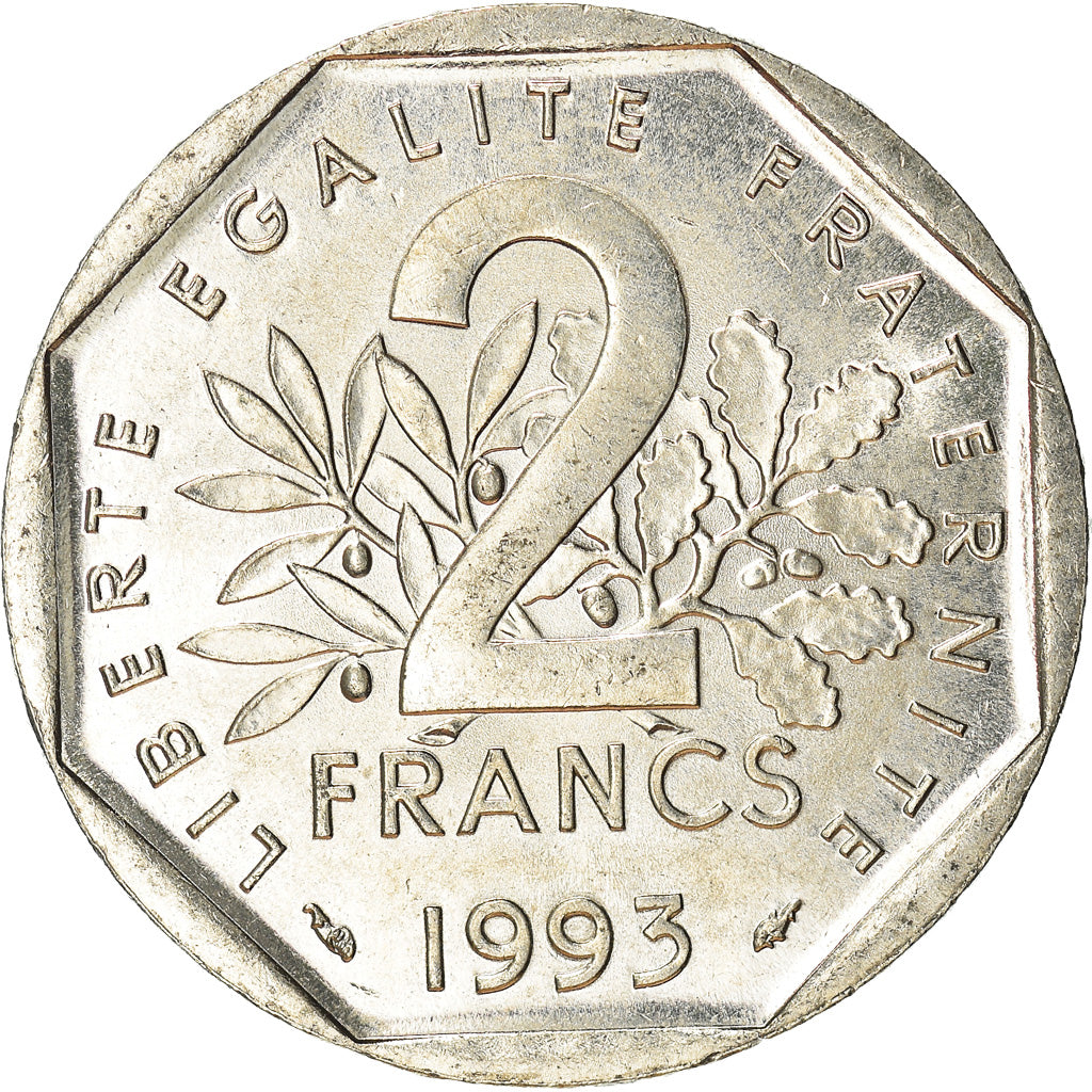 Moneta, Francia, 2 Francs, 1993