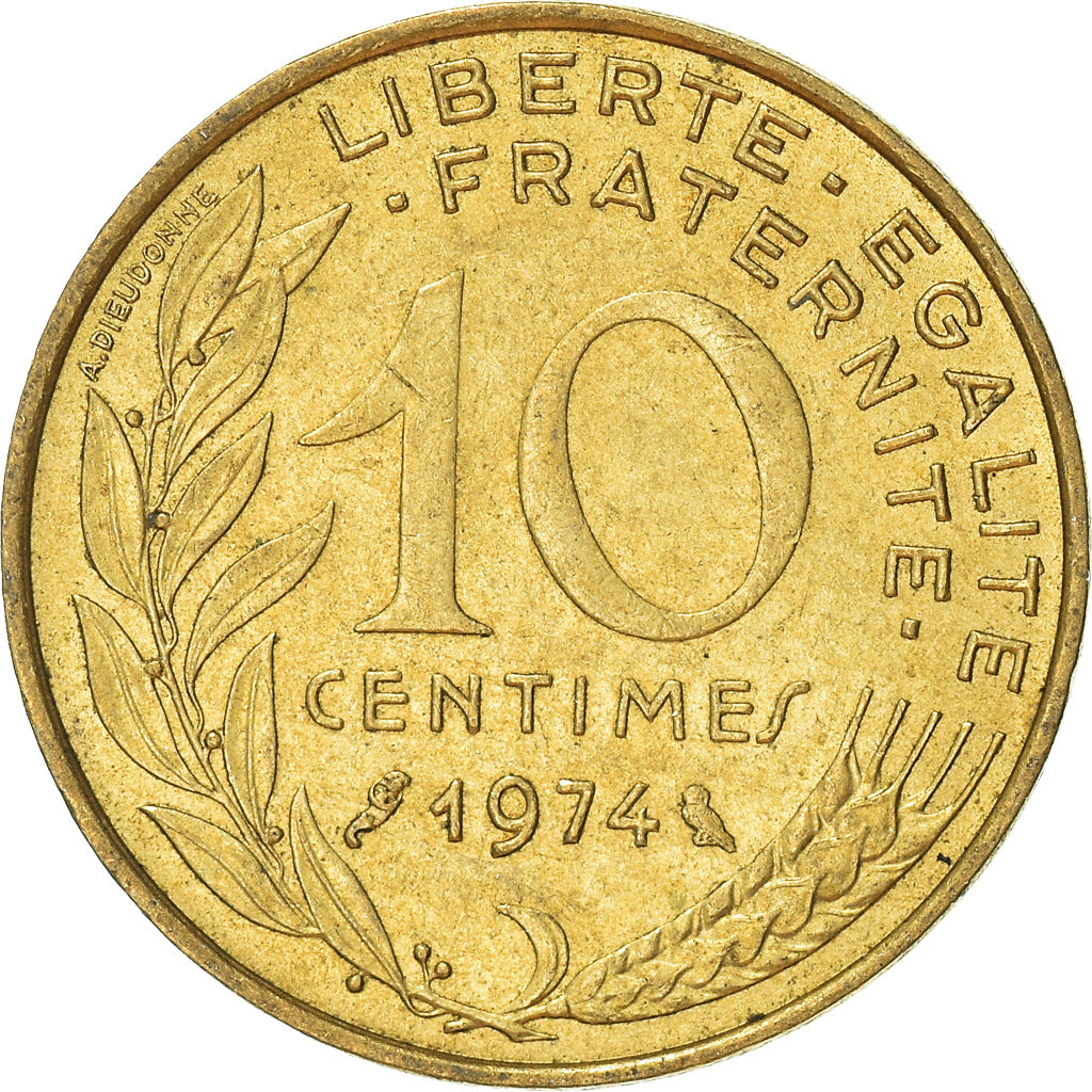 Moneta, Francja, 10 Centimes, 1974
