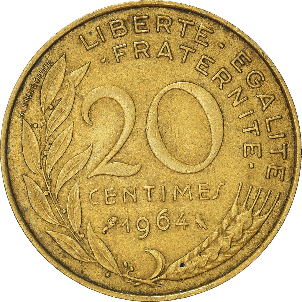 Munten, Frankrijk, 20 Centimes, 1964