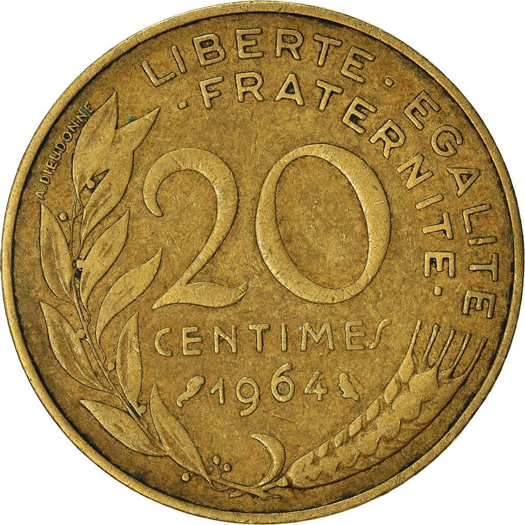 Munten, Frankrijk, 20 Centimes, 1964