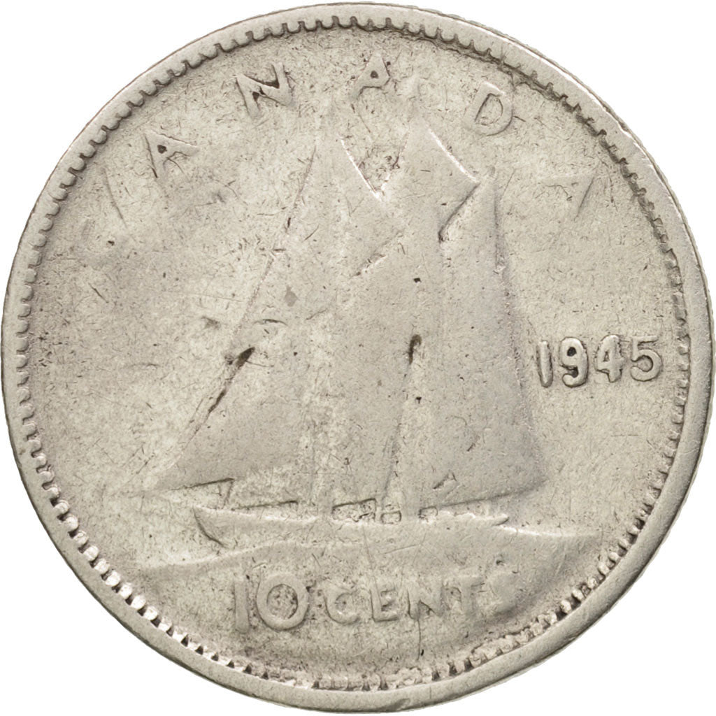 Canada, George VI, 10 Cents, 1945, Royal Canadian Mint, Ottawa, VF(30-35)