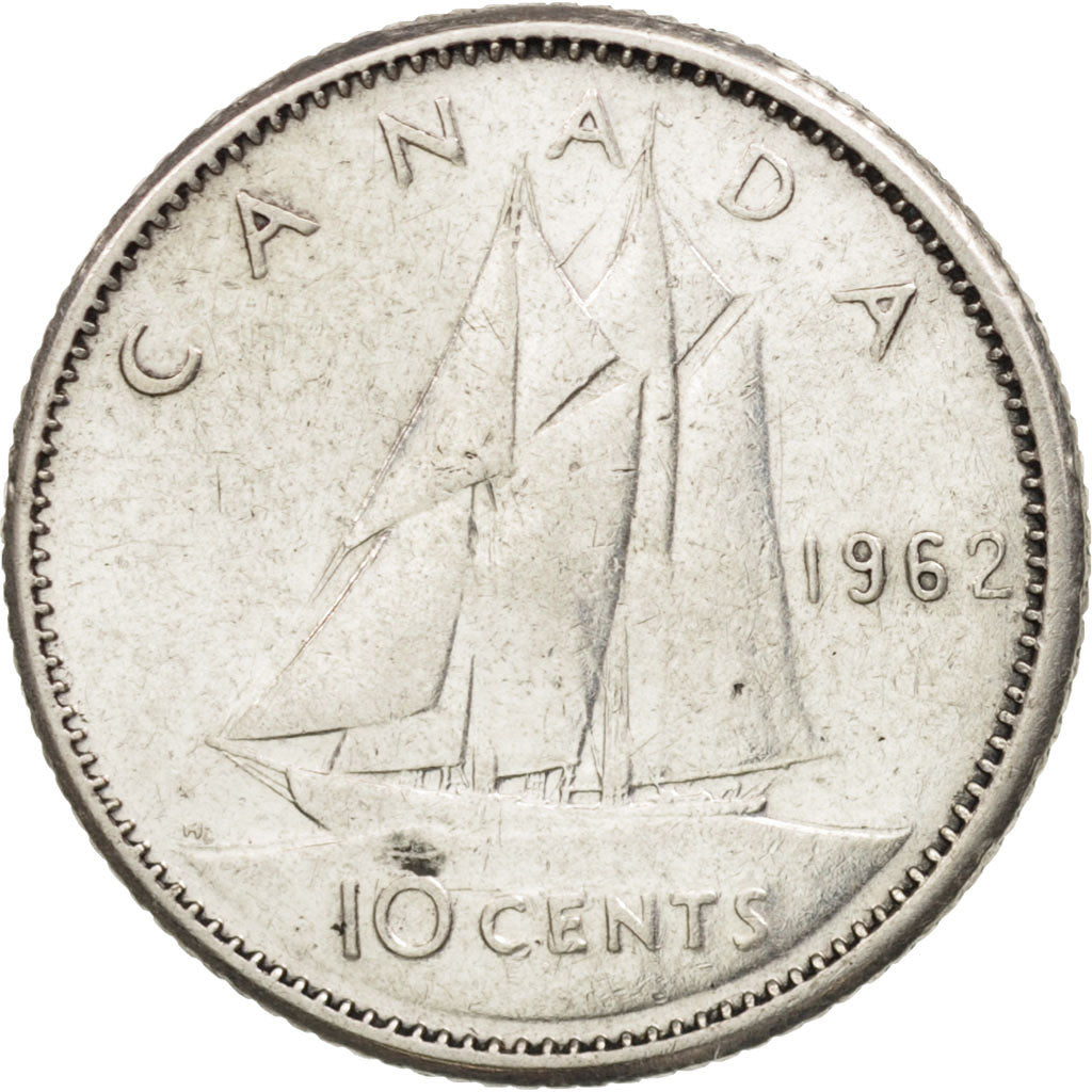 Coin, Canada, Elizabeth II, 10 Cents, 1962, Royal Canadian Mint, Ottawa