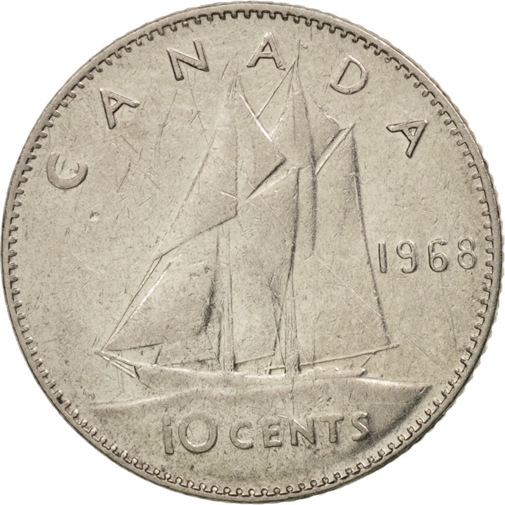 Canada, Elizabeth II, 10 Cents, 1968, Royal Canadian Mint, Ottawa, VF(30-35)