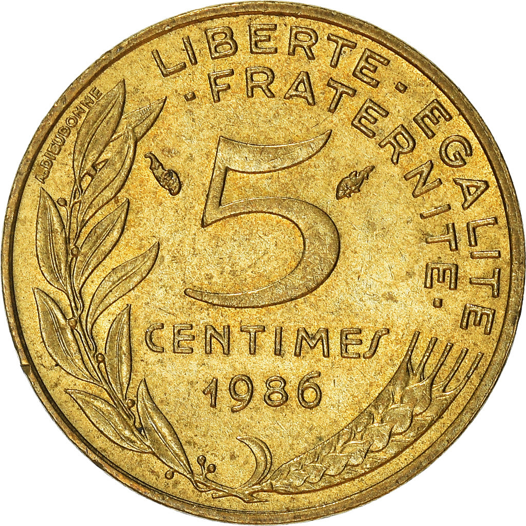 Moeda, França, 5 Centimes, 1986