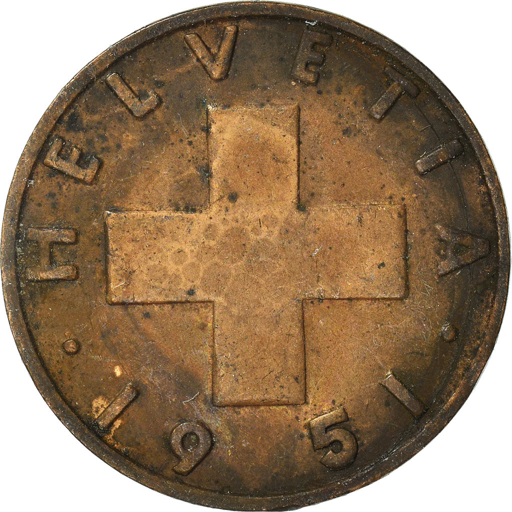 Moneta, Svizzera, 2 Rappen, 1951