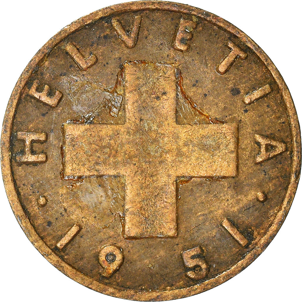 Moeda, Suíça, Rappen, 1951