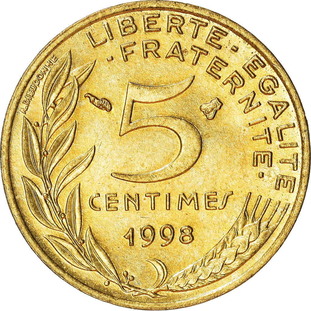 Monnaie, France, 5 Centimes, 1998