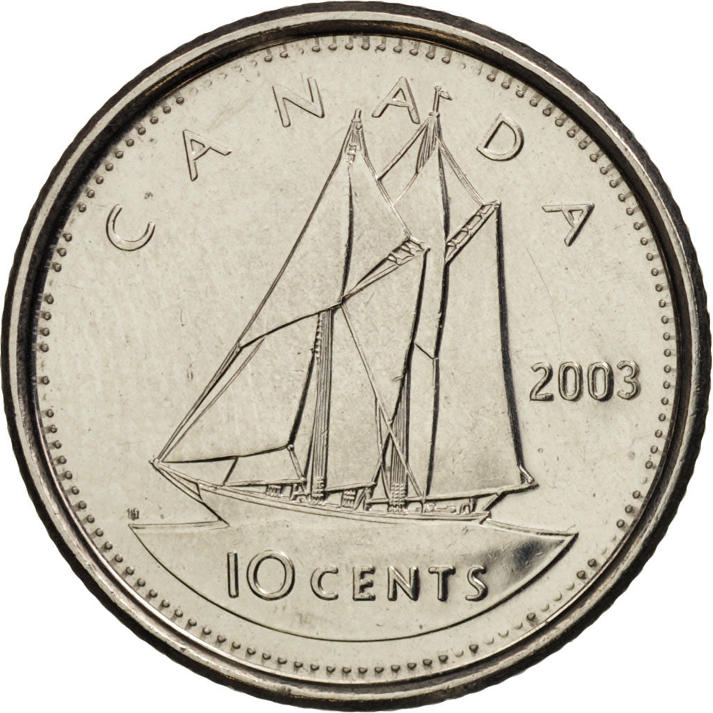 Canada, Elizabeth II, 10 Cents, 2003, Royal Canadian Mint, MS(63), Nickel plated
