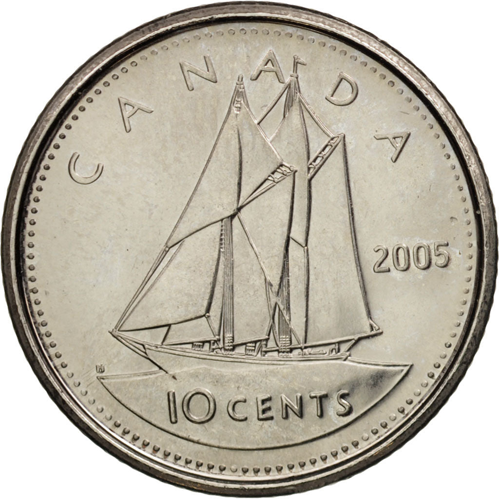 Canada, Elizabeth II, 10 Cents, 2005, Royal Canadian Mint, MS(60-62), Nickel