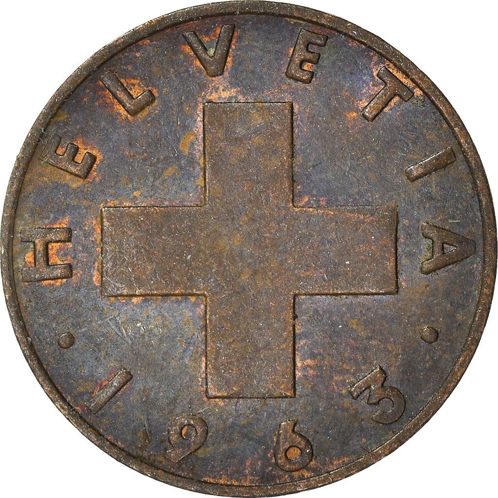 Moeda, Suíça, Rappen, 1963