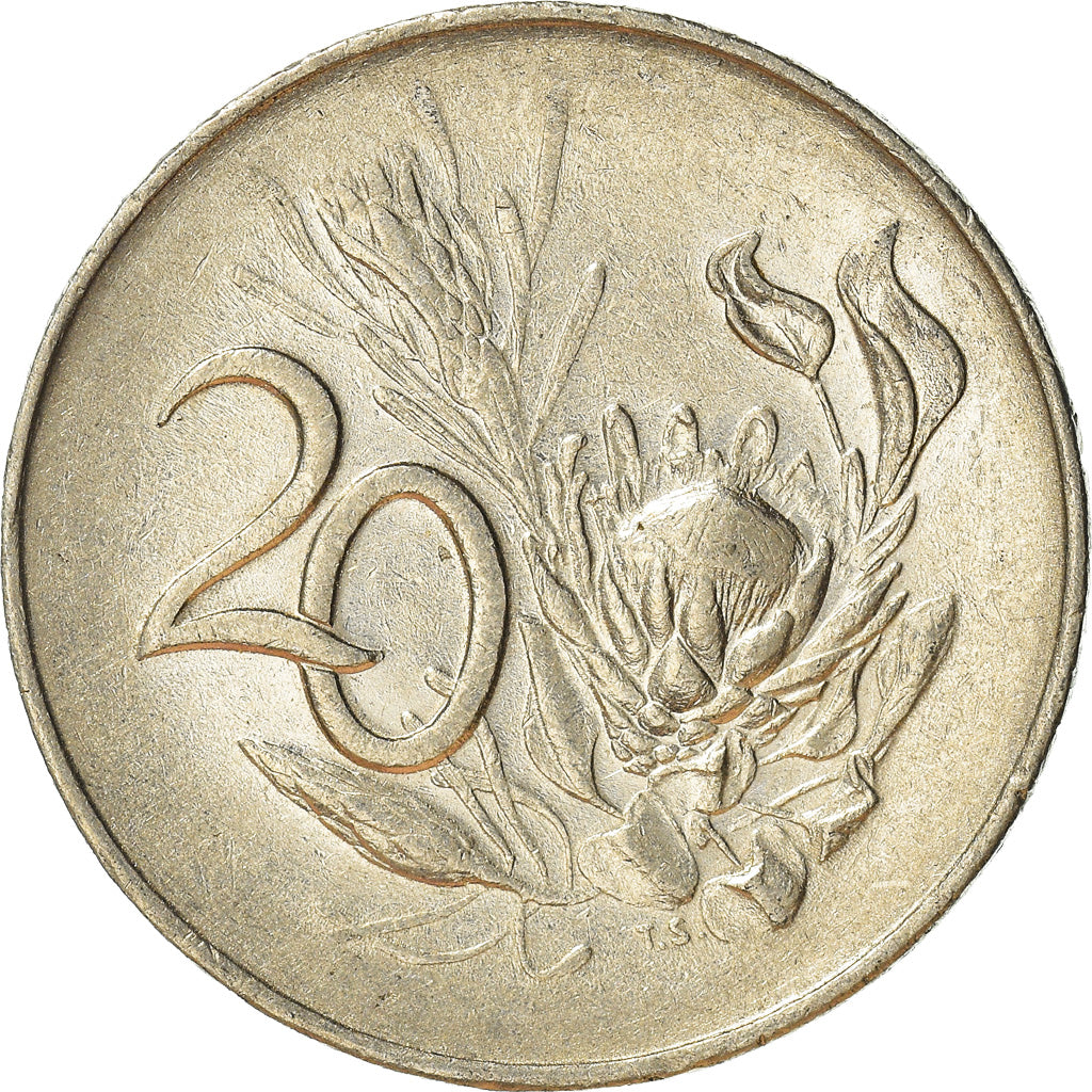 Moeda, África do Sul, 20 Cents, 1965