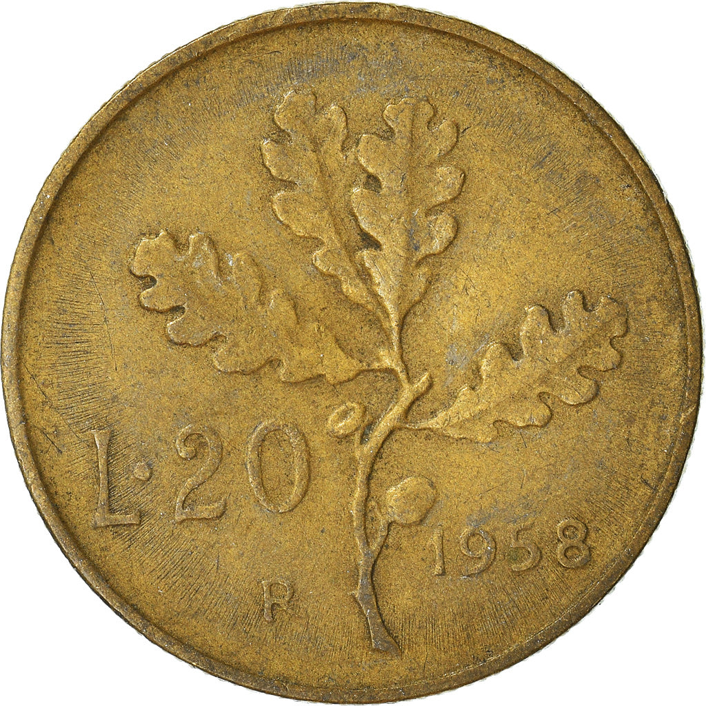 Munten, Italië, 20 Lire, 1958