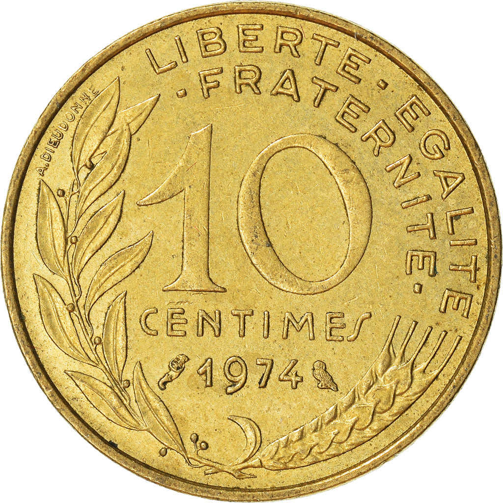 Coin, France, 10 Centimes, 1974