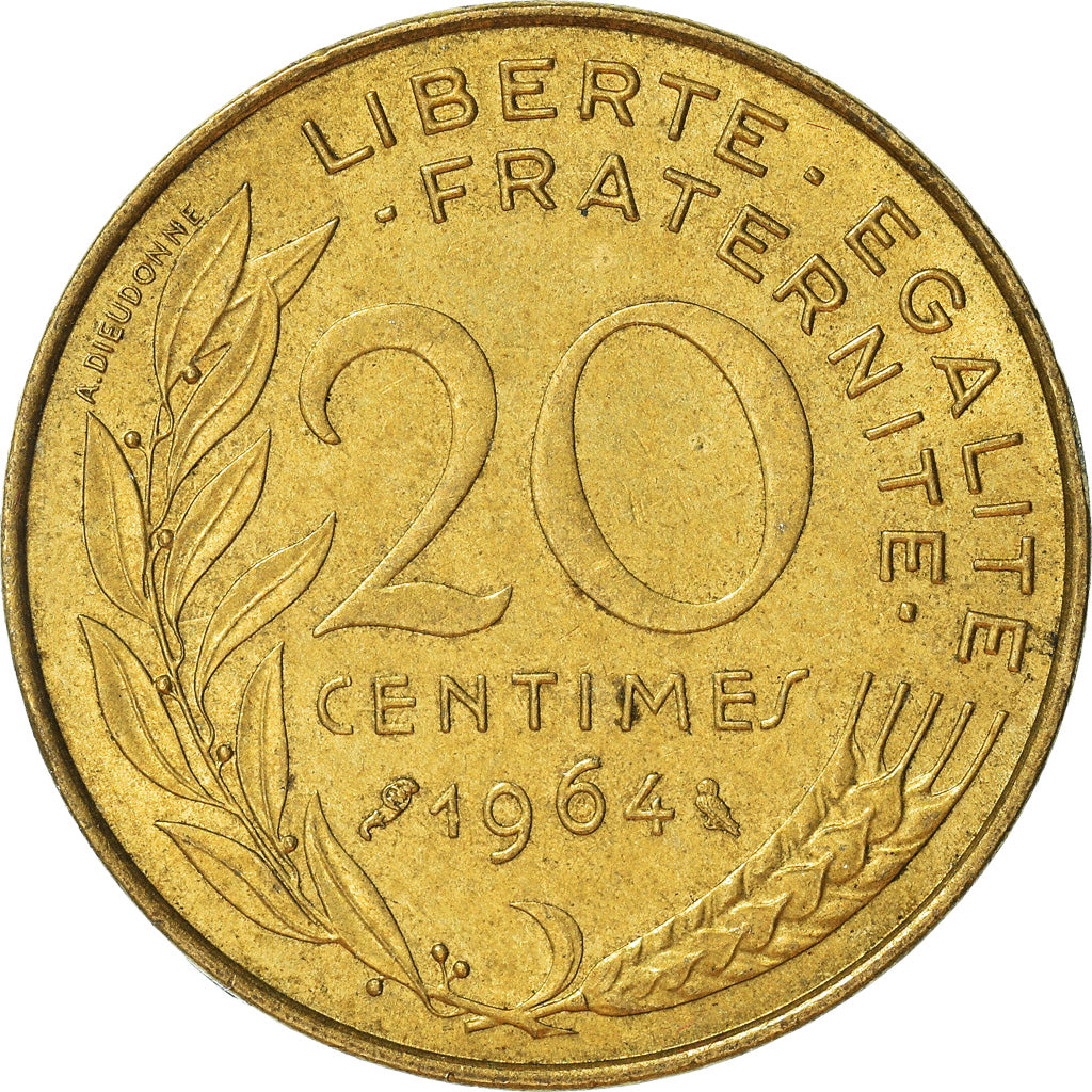 Coin, France, 20 Centimes, 1964