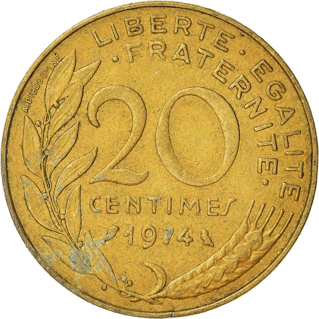 Moeda, França, 20 Centimes, 1974