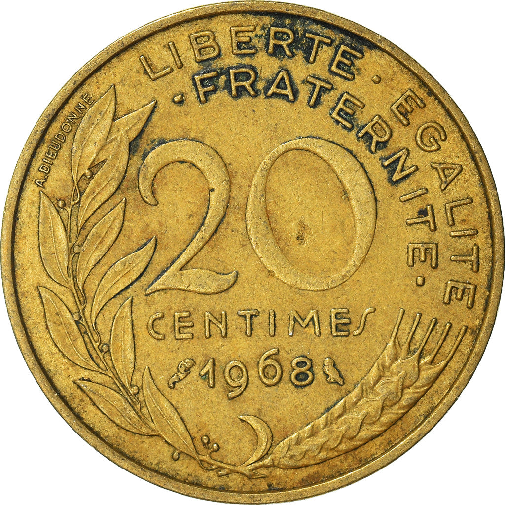 Moeda, França, 20 Centimes, 1968