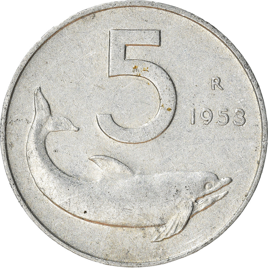 Munten, Italië, 5 Lire, 1953